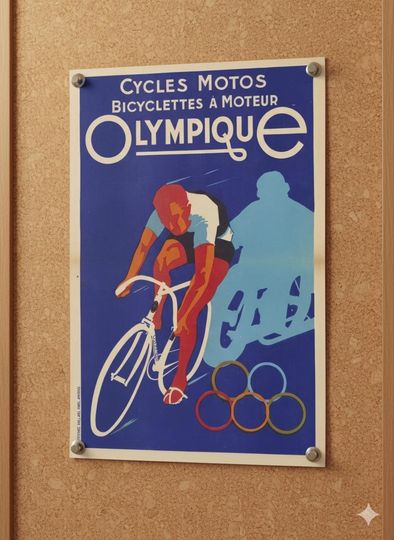 Retro Olympics Cycling Poster | Vintage Wall Art | Mid-Century Modern Sport Print