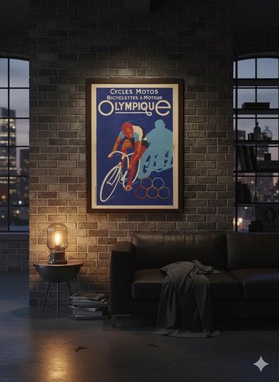 Retro Olympics Cycling Poster | Vintage Wall Art | Mid-Century Modern Sport Print