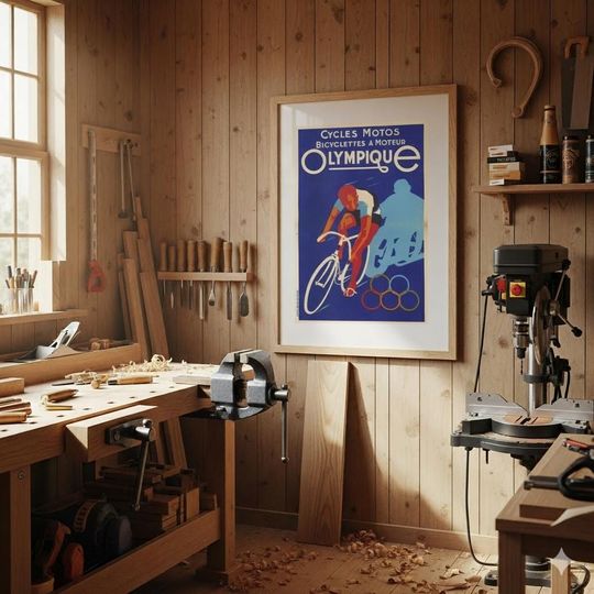 Retro Olympics Cycling Poster | Vintage Wall Art | Mid-Century Modern Sport Print