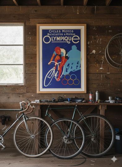 Retro Olympics Cycling Poster | Vintage Wall Art | Mid-Century Modern Sport Print