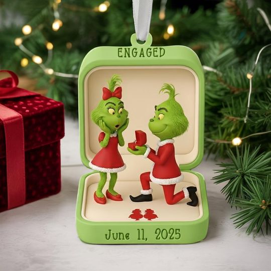 Custom funny character Couple Engaged Acrylic Ornament, funny character Ornament, Couple Ornament, Christmas Ornament, Newlywed Ornament The funny character Xmas Decor