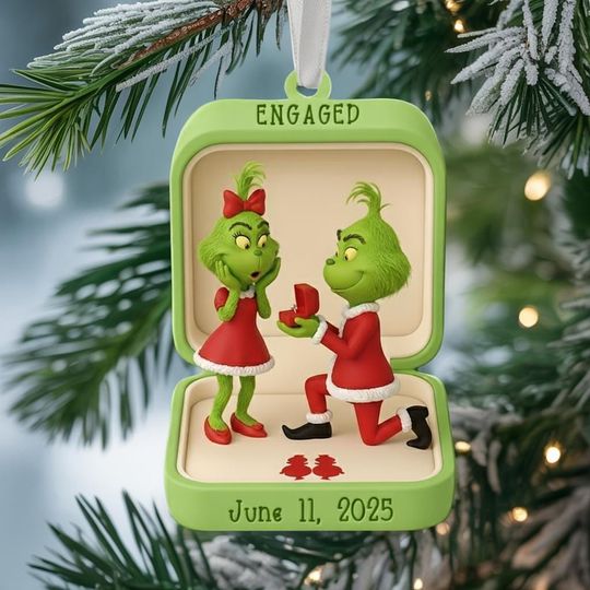 Custom funny character Couple Engaged Acrylic Ornament, funny character Ornament, Couple Ornament, Christmas Ornament, Newlywed Ornament The funny character Xmas Decor