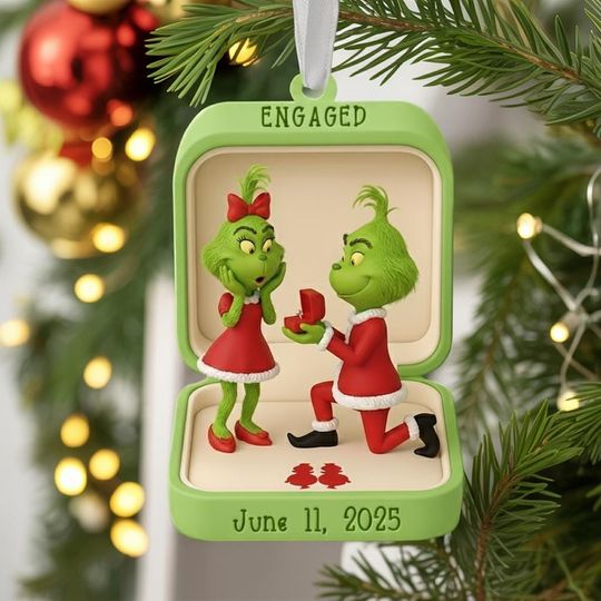 Custom funny character Couple Engaged Acrylic Ornament, funny character Ornament, Couple Ornament, Christmas Ornament, Newlywed Ornament The funny character Xmas Decor