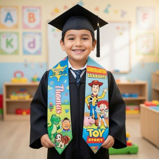 Personalized Toy Story Graduation Stole Class of 2026, Custom Name Kids Graduation Sash, Disney Pixar Preschool Kindergarten Grad Gift