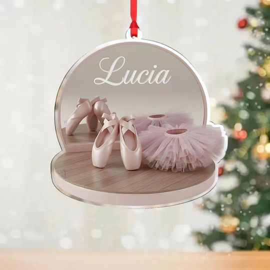 Personalized 2D FLAT Acrylic Ballet Ornament, Custom Ballerina Christmas Decor, Dance Lover Gift Keepsake, Ballet Shoes Ornament