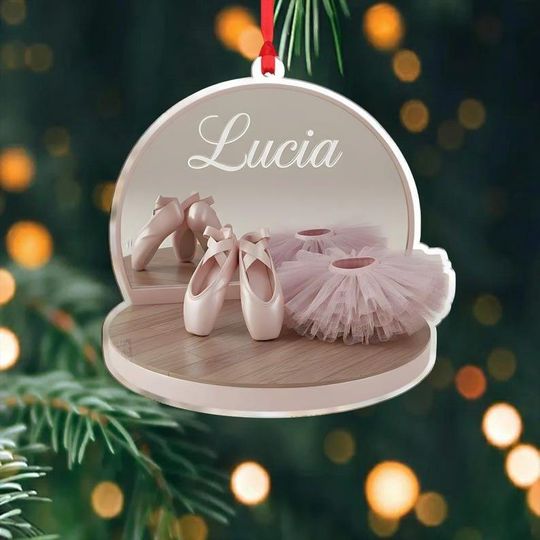 Personalized 2D FLAT Acrylic Ballet Ornament, Custom Ballerina Christmas Decor, Dance Lover Gift Keepsake, Ballet Shoes Ornament