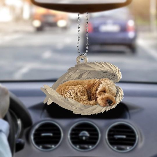 Personalized Cockapoo Dog Sleeping Angel Wings Ornament, Cockapoo Dog Christmas Ornament Gift, Cockapoo Dog Car Ornament Decor