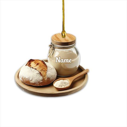 Personalized Sourdough Starter Jar Christmas Ornament, Sourdough Bread Ornament, Sourdough Ornament Gift, Baking Lovers Gift