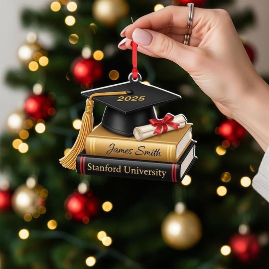 Graduation Ornament 2025  Cap, Diploma & Books Keepsake