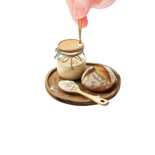 Custom Name Sourdough Starter Ornament, 2D Flat Christmas Ornament, Sourdough Christmas Hanging Decor Loved Sourdough Gift