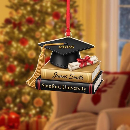 Graduation Ornament 2025  Cap, Diploma & Books Keepsake
