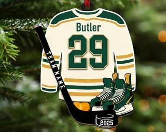 Personalized Hockey Jersey Ornament: Custom 2 Layer Team Colors Gift