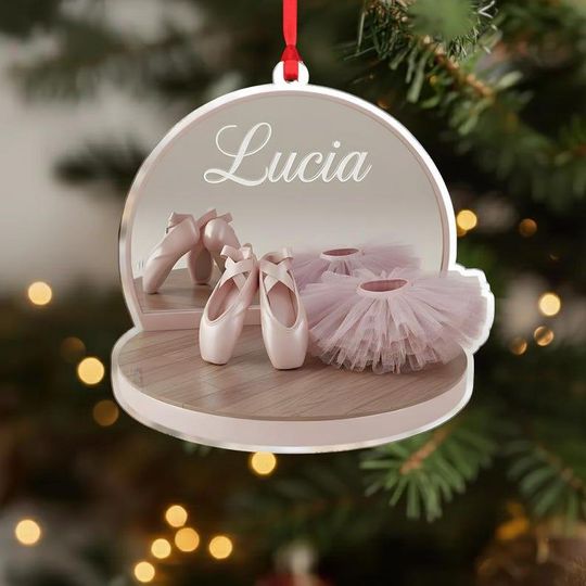 Personalized 2D FLAT Acrylic Ballet Ornament, Custom Ballerina Christmas Decor, Dance Lover Gift Keepsake, Ballet Shoes Ornament