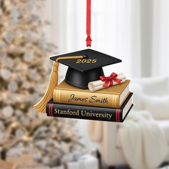 Graduation Ornament 2025  Cap, Diploma & Books Keepsake