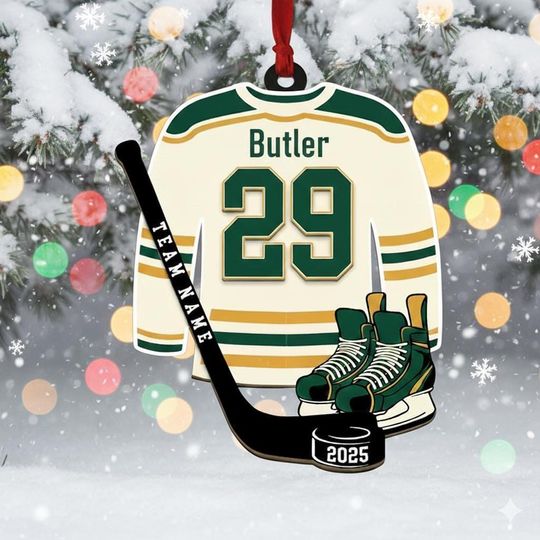Personalized Hockey Jersey Ornament: Custom 2 Layer Team Colors Gift