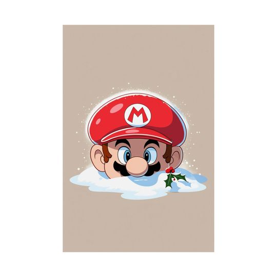 Christmas Super Mario Vertical Poster Wall Art