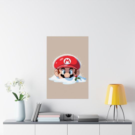 Christmas Super Mario Vertical Poster Wall Art