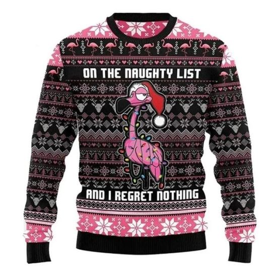 Pink Flamingo Ugly Christmas Sweater, Funny Christmas Ugly Sweater, Flamingo Christmas Sweater, Funny Sweatshirt Gifts