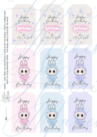 Labubu Seamless File Wrapping Paper & Gift Tags