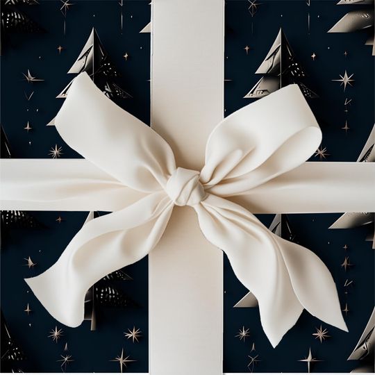 Christmas Tree Gift Wrapping Paper | Satin Finish, Eco-Friendly