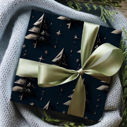Christmas Tree Gift Wrapping Paper | Satin Finish, Eco-Friendly