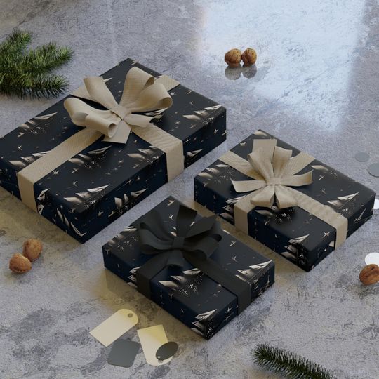 Christmas Tree Gift Wrapping Paper | Satin Finish, Eco-Friendly