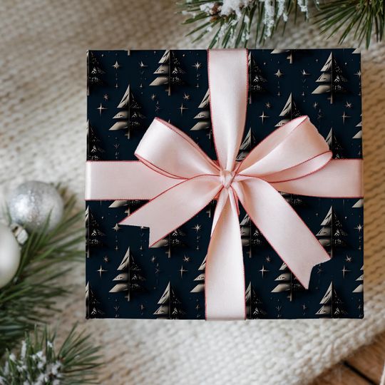 Christmas Tree Gift Wrapping Paper | Satin Finish, Eco-Friendly