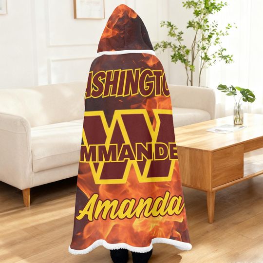 Washington Commanders Personalized Wearable Fleece Hooded Blanket