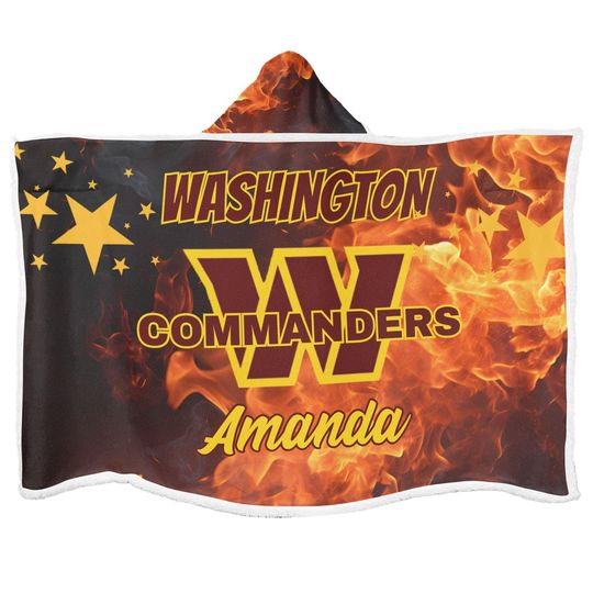 Washington Commanders Personalized Wearable Fleece Hooded Blanket