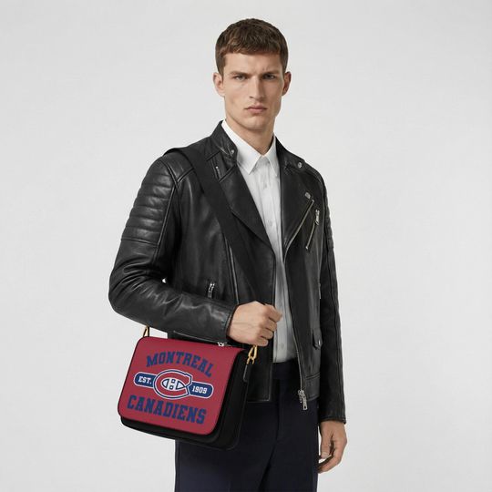 Custom Montreal Canadiens Messenger Bag, Personalized NHL Hockey Gift for Canadiens Fans