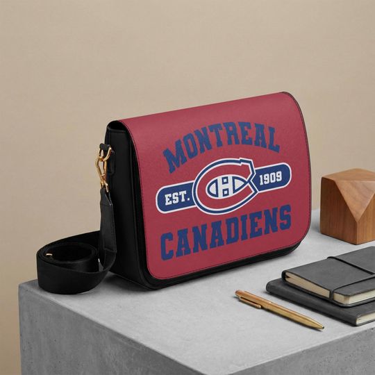Custom Montreal Canadiens Messenger Bag, Personalized NHL Hockey Gift for Canadiens Fans