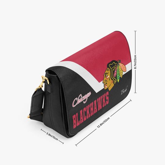 Personalized Chicago Blackhawks Messenger Bag, Custom Name Gift for True Fans