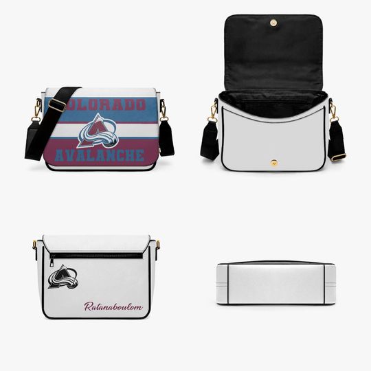 Personalized Colorado Avalanche Messenger Bag, Custom Name NHL Hockey Fan Crossbody Gift