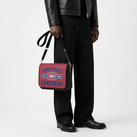 Custom Montreal Canadiens Messenger Bag, Personalized NHL Hockey Gift for Canadiens Fans