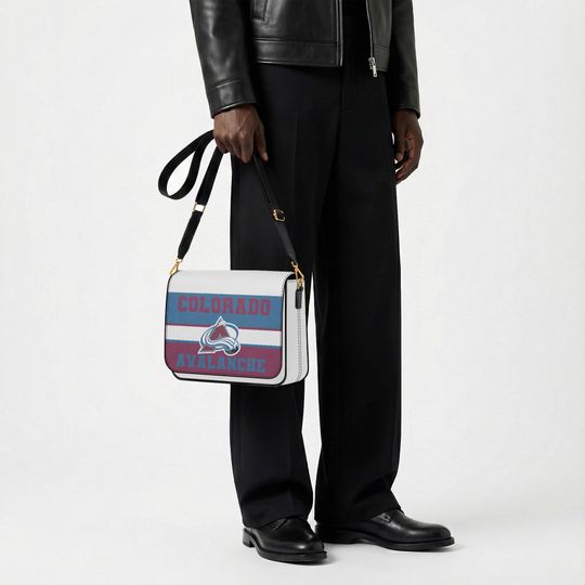 Personalized Colorado Avalanche Messenger Bag, Custom Name NHL Hockey Fan Crossbody Gift
