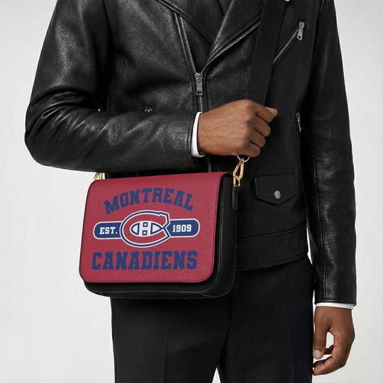 Custom Montreal Canadiens Messenger Bag, Personalized NHL Hockey Gift for Canadiens Fans