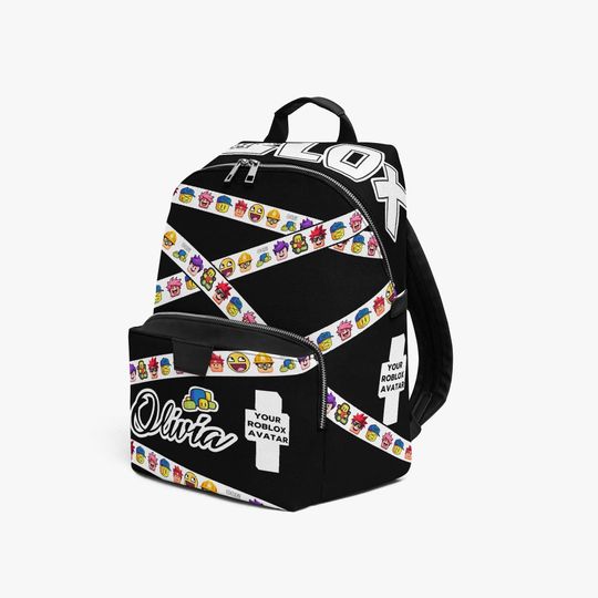 Custom Name Roblox Inspired Gamer Backpack  Personalized PU Leather Bag Gift for Kids, Teens, Boys, Girls