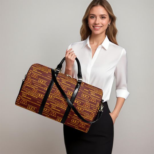 Personalized PU Leather Weekender Bag for Travel and Football Supporters