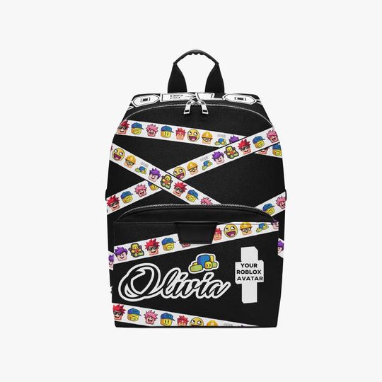 Custom Name Roblox Inspired Gamer Backpack  Personalized PU Leather Bag Gift for Kids, Teens, Boys, Girls