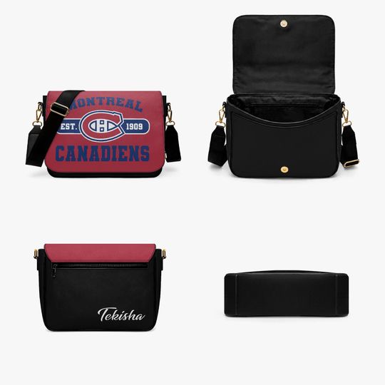 Custom Montreal Canadiens Messenger Bag, Personalized NHL Hockey Gift for Canadiens Fans