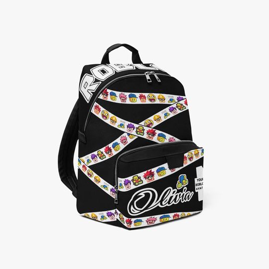 Custom Name Roblox Inspired Gamer Backpack  Personalized PU Leather Bag Gift for Kids, Teens, Boys, Girls
