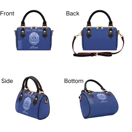 Zeta Phi Beta Leather Bag - Blue & White Sorority Purse - Valentine's Day gift