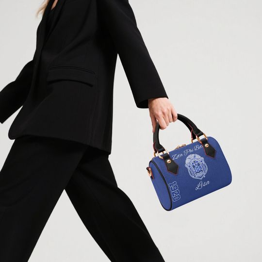 Zeta Phi Beta Leather Bag - Blue & White Sorority Purse - Valentine's Day gift