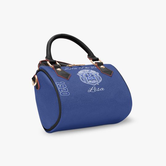 Zeta Phi Beta Leather Bag - Blue & White Sorority Purse - Valentine's Day gift