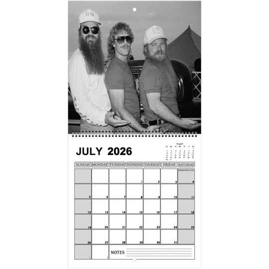 ZZ Top 2026 Wall Calendar, Rock Legends Photography