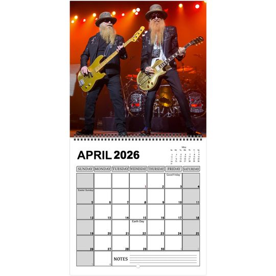 ZZ Top 2026 Wall Calendar, Rock Legends Photography