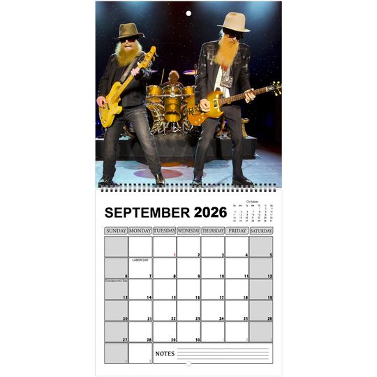 ZZ Top 2026 Wall Calendar, Rock Legends Photography