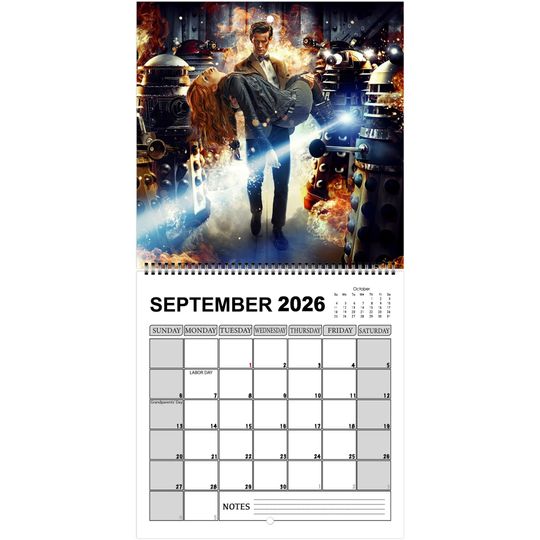Doctor Who 2026 Vertical Wall Calendar