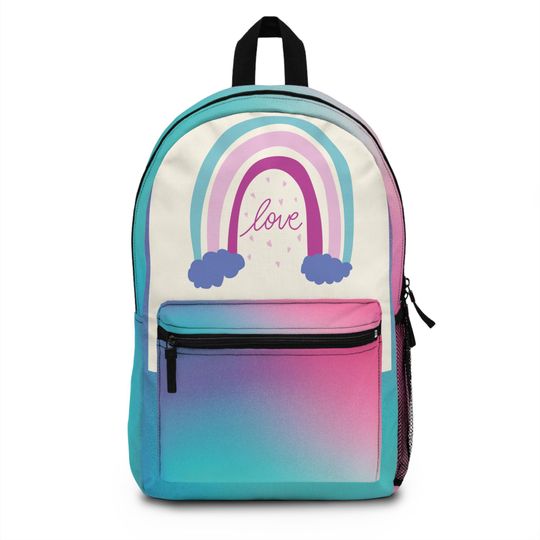 Rainbow Backpack, School Bag with Love