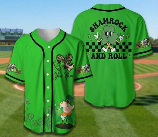 Custom Patrick's Day Baseball Jersey, Lucky Charm Jersey, Irish Lucky Shirt, Shamrock St, Patty's Day Gift, Baseball Team Outfit